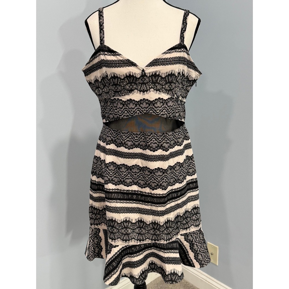 Fire Los Angeles Womens XL Lace Mesh Cutout Mini Dress Festival Whimsigoth Y2K